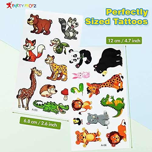 Image of Party Propz Jungle Theme Decoration Kids Tattoos - Set of 10 Pcs | Jungle Theme Birthday Decoration | Temporary Tattoo Animal | Birthday Return Gift For Kids | Jungle Theme Return Gifts | kanchak Gift For Navratri