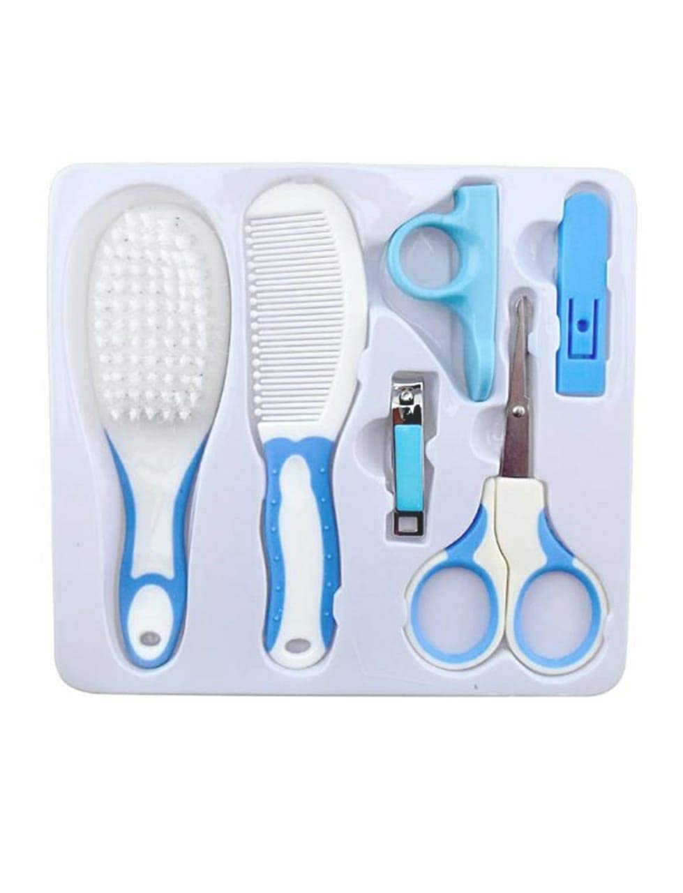 chaurasia Sellers Cute Plastic Portable Baby Care Kit Healthcare and Grooming Set Manicure and Pedicure Accessories for New Born Babies Toddler Kids Pack of 6 pic Blue-image-39