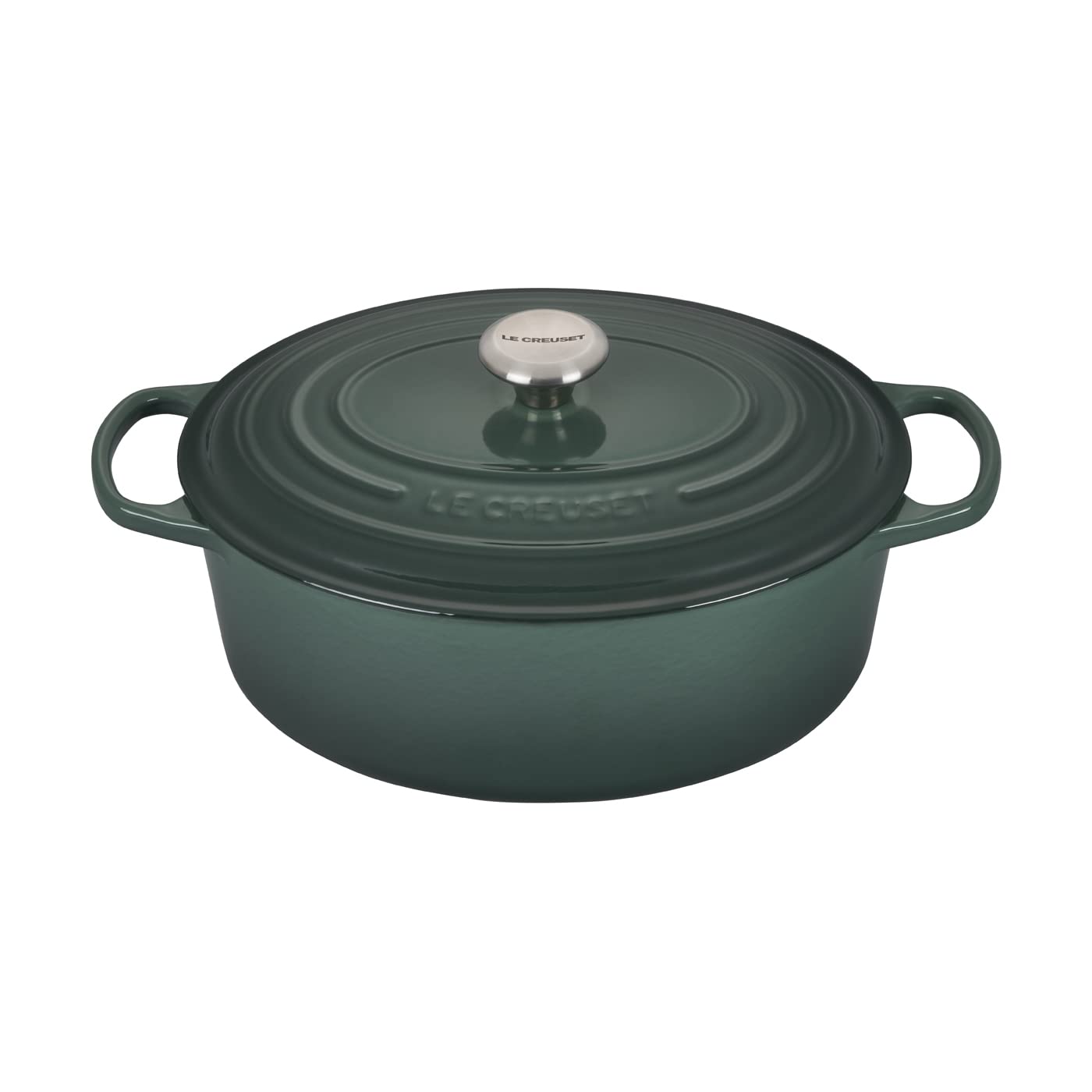 Le Creuset 6 3/4 Qt. Signature Oval Dutch Oven w/Additional Engraved Personalized Stainless Steel Knob - Artichaut
