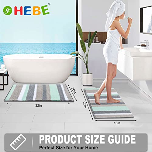 Hebe Bath Rugs For Bathroom Sets 2 Piece Non Slip Washable Bath Mats Set Soft Microfiber Shaggy Bathroom Floor Mat Water Absorbent Bathroom Rugs And Mats Set For Tub,Shower #TOP5