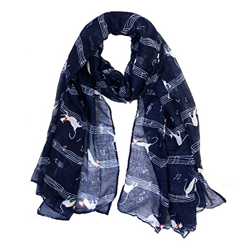 Wrapables® Lightweight Cats and Musical Notes Long Scarf