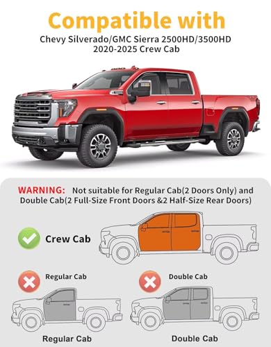 Image of Rain Guards for Chevy Silverado /GMC Sierra 2500HD 3500HD Crew Cab 2020-2026 | Saleago,in-Channel,Extra-Thick,Extra Durable,Window Visors,Window Deflectors,Vent Visors,Vent Shades,Truck Accessories,PC