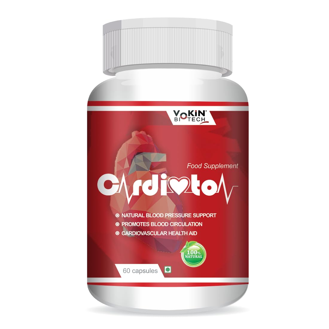 Vokin Biotech Cardioton 60 Capsules with Coenzyme Q10 & Arjuna Extract For Heart Health