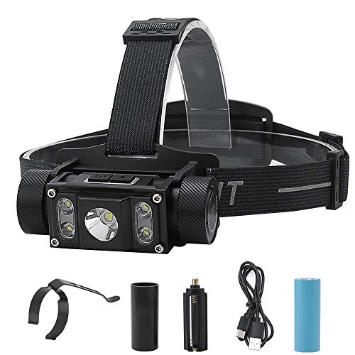 BESTSUN Lampe frontale rechargeable, Lampes frontales led 3000 lumens multifonctionnel lampe frontale puissante avec mémoire magnétique et mémoire de clip, chargement de type C, 6 modes
