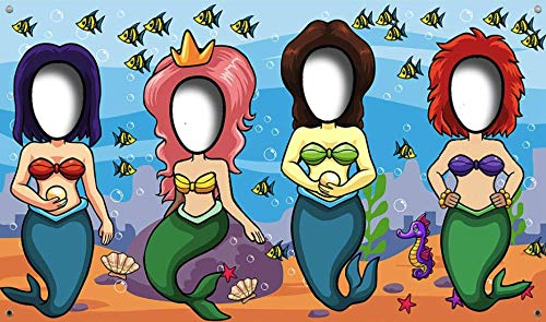 Amazon Com Mermaids Patch Halloween Hole In Face Photo Banner Backdrop Face Background Play Party Game Photo Props Under The Sea Party Supplies Decorations Handmade Products
