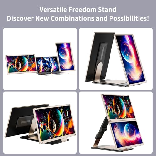 Image of S6 Laptop Screen Extender Monitor Portable, 15.6'' Dual Screen Monitors for Laptop Plug and Play, FHD 1080P IPS Multi Triple Monitor for 13''-17'' Laptops Compatible with Mac /Wins /Android /Dex
