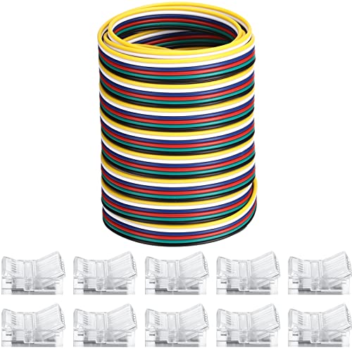 Image of 10 Packs Solderless LED Strip Connector Transparent Track Lighting Connectors Wire Strip Lights 16.4 ft Extension Cable Wire Cord for LED Light Speaker Electrical System
