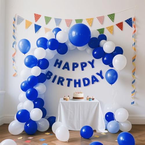 Image of Blue Balloons Blue Party Decorations 100 Pack 12 inch Round Royal Blue Balloons for Birthday Graduation Baseball Nautical 4th of July Independence Memorial Day Patriotic Party Decorations