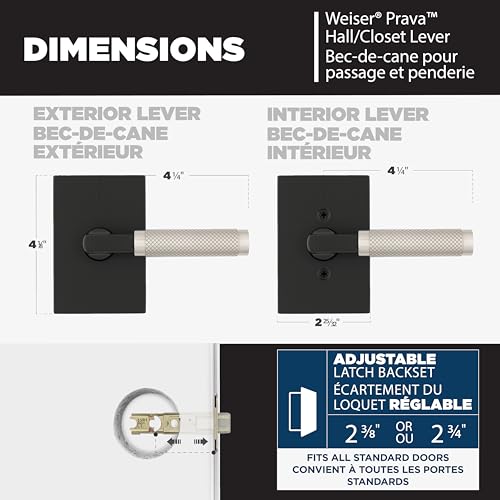 Weiser Prava Passage Door Lever, Contemporary Design Hall/Closet Door Handle in Matte Black/Satin Nickel by Weiser - Used condition - Image 6