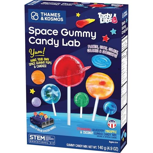 Thames & Kosmos Space Gummy Candy Lab | Tasty Labs STEM Experiment Kit Make Space-Themed Gummy Pops & Candies Explore Chemistry in Cooking Safe to Eat Made in USA Food Ingredients Included