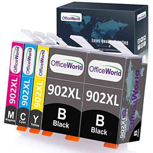 OfficeWorld Compatible Ink Cartridges Replacement for HP 902XL 902 XL, Used for OfficeJet Pro 6968 6978 6958 6962 6960 6970 6979 6954 6975 Printer, 5-Pack (2 Black, 1 Magenta, 1 Cyan, 1 Yellow)