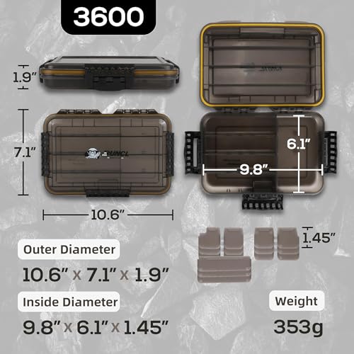 Image of RUNCL Fishing Tackle Box, Waterproof Tray for Jigs Lures, Thicker Floating Tackle Utility Box with Adjustable Dividers, 3600 /3700 /Large 3700 Size