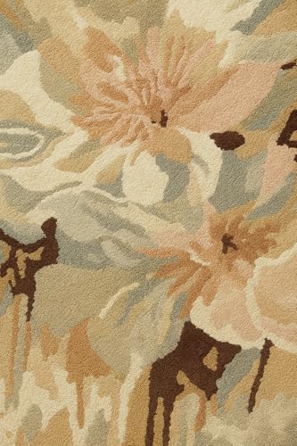 Tapete Floral Lana Mezcla 10' x 8' Beige miniatura 3