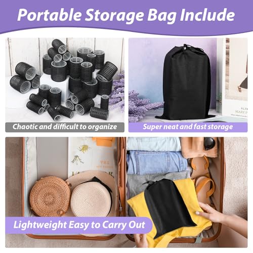 Qinzave 56 Stücke Lockenwickler Groß Locken mit Aufbewahrungstasche 5 Größe 55mm 48mm 40mm 32mm 25mm Jumbo Lockenwickler mit Klammern Selbsthaftend Lockenwickler für Lange Mittlere Kleine Haar