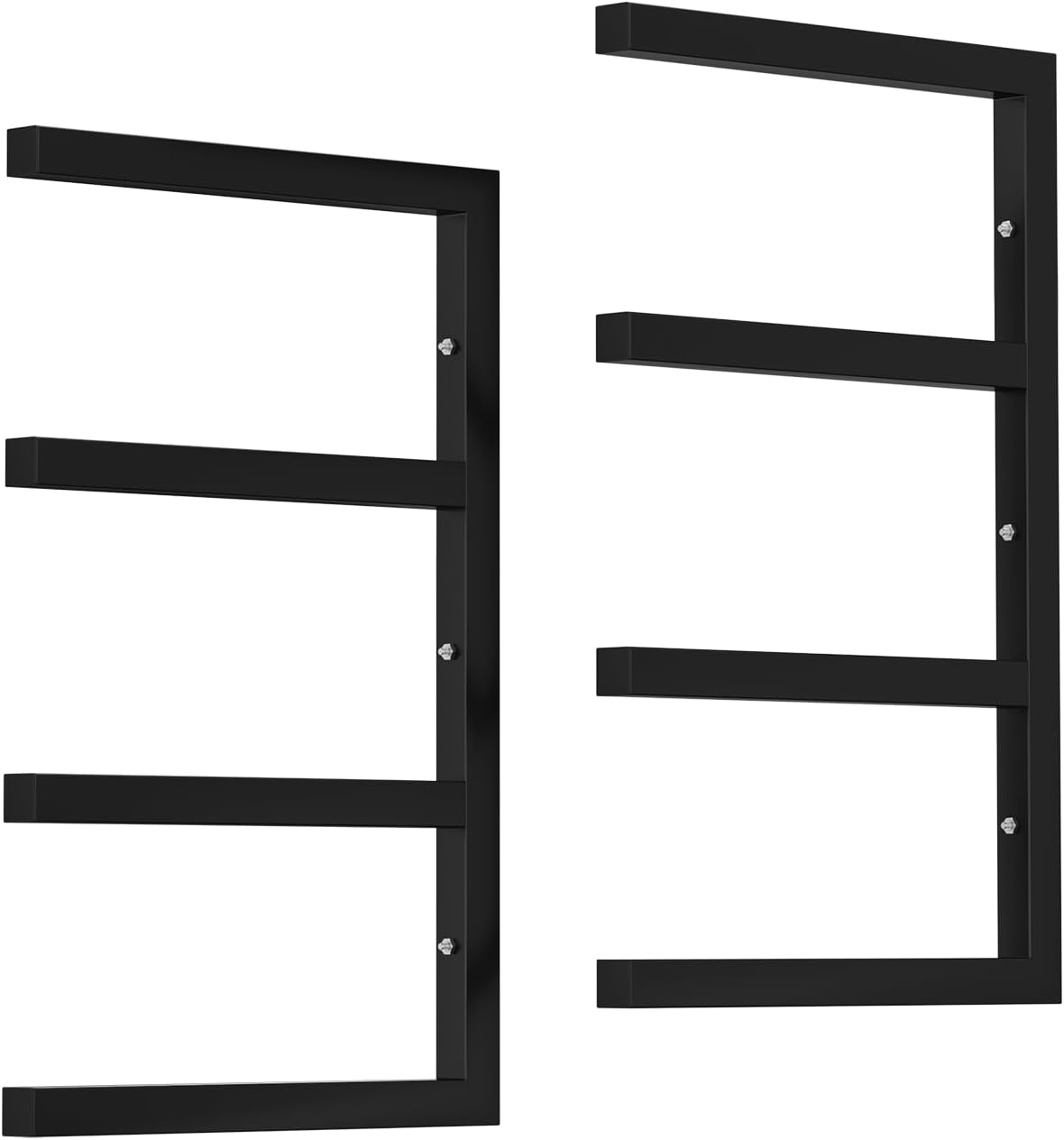 GarveeTech Lumber Storage Rack, Set of 2, Wall Mount, Heavy Duty Steel 4-Tier Wood Organizer Storage Shelves, 800LBS Capacity, for Shed, Workshop, Garage, Black