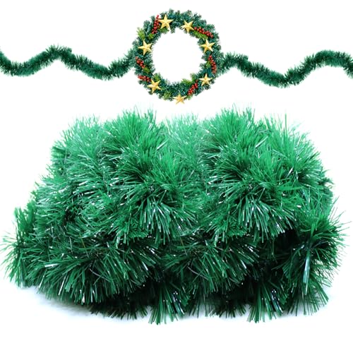 RUNYU Künstlich Tannengirlande 15M Weihnachtsgirlande Grün Girlande für Weihnachten Dekoration Outdoor Indoor Hochzeit Party Kränze Dekorationen (Breite 9cm)