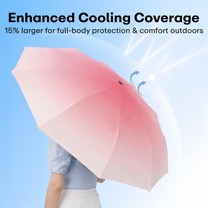 Image of PRIME PICK Gradient Automatic Umbrella - Windproof and UV-Resistant Foldable Umbrella with One-Button Auto Open Close, Sturdy Frame, Compact and Travel-Friendly