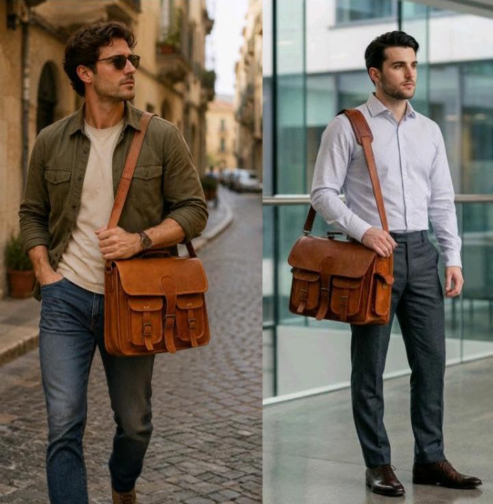Bolso Mensajero de Cuero para Portátil de 15 Pulgadas miniatura 2