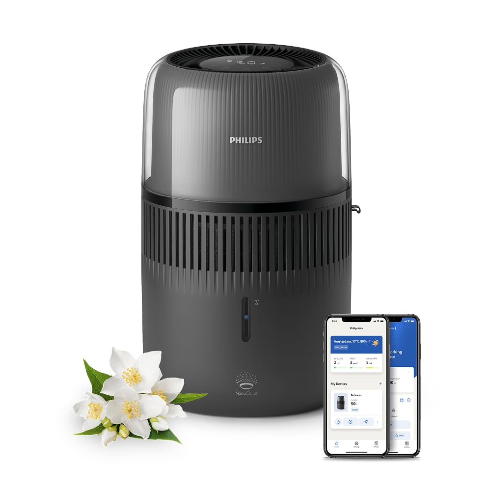 Philips Humidificador de aire 5000, 350ml/h, 50m², Silencioso 12 dB*, Negro
