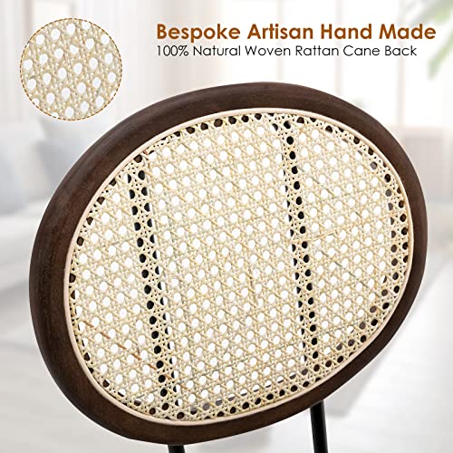 Jaxsen Faux Leather Indoor Kitchen Dining Chairs Set Of 4 With Rattan Backrest,Modern Industrial Upholstered Chairs Mid Century Metal Dining Chair Suitable For Dining Room Wine Coffee Bar Brown,18" #TOP5