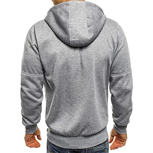 Hoodies for Men Zip Up,Mens Sports Casual Solid Coat Long Sleeve Lightweight Hooded Sweatshirt Outerwear with Pockets2
