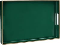 Vista 15 de MAONAME - Bandeja decorativa negra para mesa de café, moderna bandeja de servir redonda con asas, bandejas de té de plástico para estilo otomano