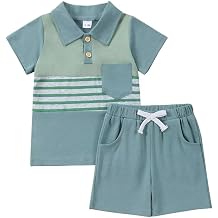 Baby Boy Clothes Toddler Boys Summer Outfits Short Sleeve Button Down Patchwork Top T-Shirt & Shorts Set 2PCS