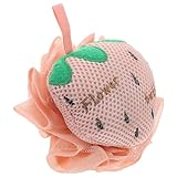 OSALADI Éponge de Bain Exfoliante en Filet Double Face, Grosse Taille, Forme Fraise Rose P...