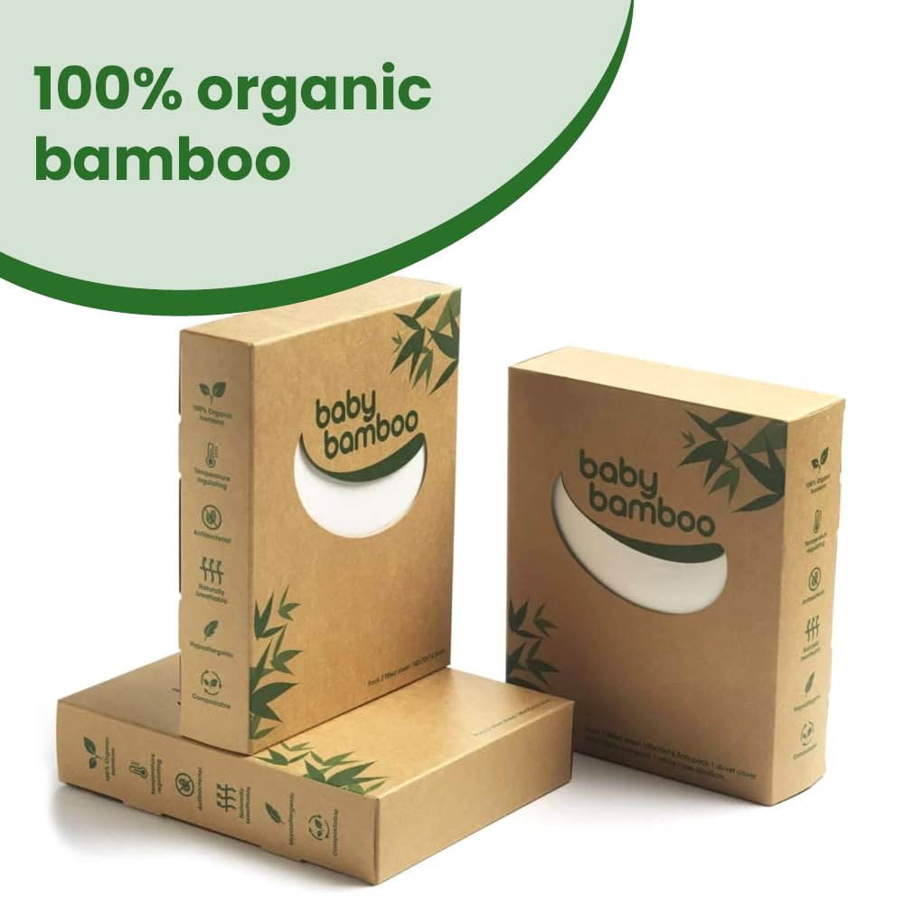 100% Bamboo Baby Cot Fitted Sheets 2 Pack, Natural, 120cm x 70cm - Image 2