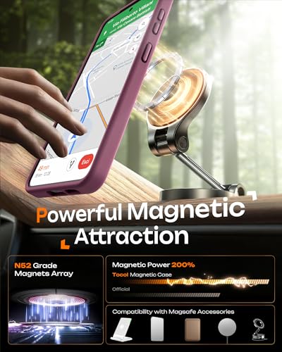 Image of TOCOL for Samsung Galaxy S26 Case, Compatible with Magsafe, Full Camera Protection, Built-in Magnetic Ring, Drop Protection, Translucent Matte Phone Case for S26 6.3 inch (Plum)