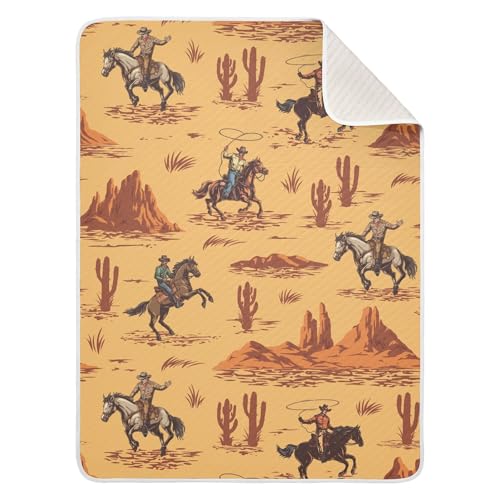 Image of Western Cowboy American Baby Blankets Soft Warm Crib Stroller Blanket for Toddler Newborn Girls Boys 30x40in