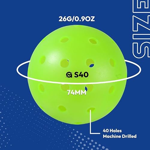 A11N S40 Outdoor Pickleball Balls- USAPA Approved, 12-Pack, Neon Green