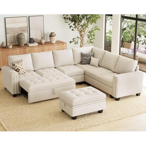 Belffin Modular Sectional Sofa with Pull Out Couch Bed Convertible Velvet Corner L Shaped Sectional Sleeper Sofa Couch with Storage Ottoman Chaise for