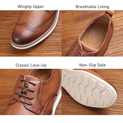 Men's Leather Wingtip Oxford Shoes Classic Lace Up Casual Dress Sneakers Comfortable Business Office Formal Shoes4
