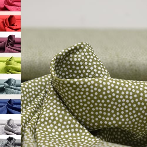 MAGAM-Stoffe Keno Tupfen Baumwollstoff Oeko-Tex Meterware 50cm (25. Weiß grün)