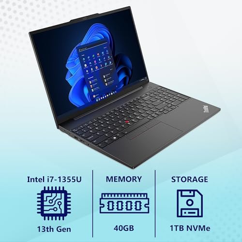 Image of Oemgenuine OEM Lenovo Thinkpad E16 16 inch FHD IPS, Intel Deca Core i7-1355U, 40GB RAM, 1TB NVMe, FP, Backlit KB, WiFi 6, BT 5.1, RJ-45, W11P, Business Laptop