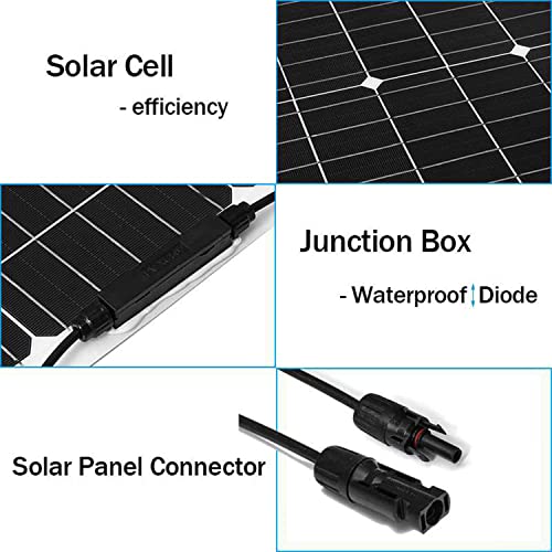 Kit pannello solare monocristallino - 600 W (2 pezzi 300 W) flessibile 12 V-24 V con regolatore di carica 40 A e cavo per camper, casa, campeggio e barca
