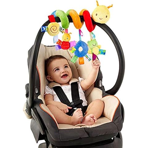ifundom Car Seat Toys, Toys for Car Seat Crib Mobile Bed Around Rattle Bell Cartoon Insect Stroller Hanging Stuffed Wrap Spiral Safety Plush Toys for Crib Bed Stroller Car Seat Bar Cover