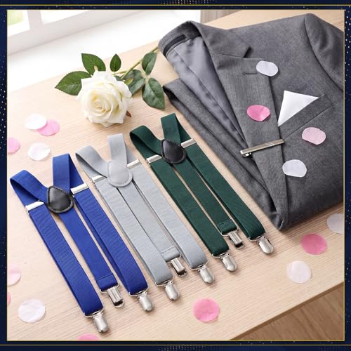 Image of 9 Pieces Y Back Style Unisex Suspenders Adjustable Elastic Suspenders for Men Women Rainbow braces with Clip for Pants