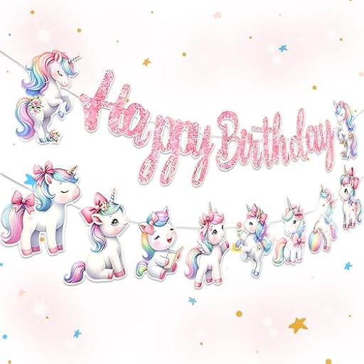 JeVenis pony unicornio decoracion cumpleanos banderola guirnalda arcoiris regalos fiesta arcoiris decoracion cumpleanos para ninas | Ya disponible en tu tienda friki favorita! En mundofriki.es!