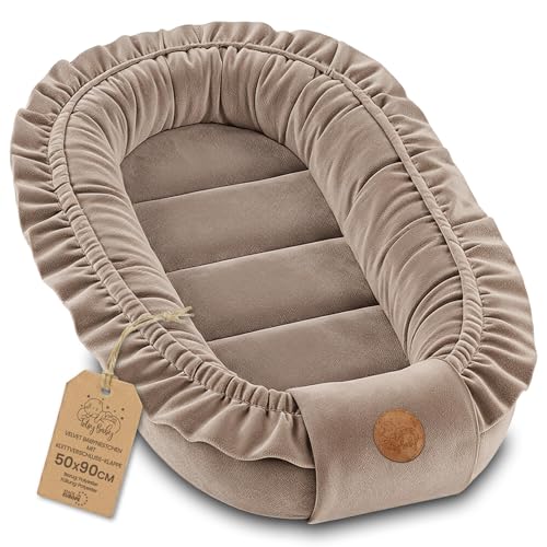Nestchen Baby - Babynestchen Neugeborene Minky Babynest für Kinderbett Vielseitiges tragbar Nest kuschelnest zubehör für babybett warm Winter coccon Velvet Beige