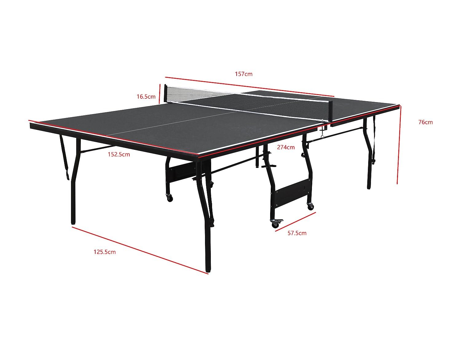 Vente-unique - Ping Pong de Interior Garry - L 274cm x A 152.5cm x H 76cm - MDF - Gris Antracita
