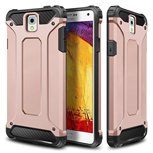 WOLLONY Galaxy Note 3 Case, Rugged Hybrid Dual Layer Hard Shell Armor Protective Back Case Shockproof Cover for Galaxy Note 3 Case - Slim Fit - Heavy Duty - Impact Resistant Bumper(Rose Gold)