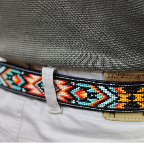Unisex Genuine Leather Beaded Belt, Removable Buckle Cowboy Gift Belt 1.3" Wide3