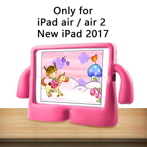 Capa iPad New iPad Air Infantil À prova de choque para crianças Suporte Braçinhos Rosa