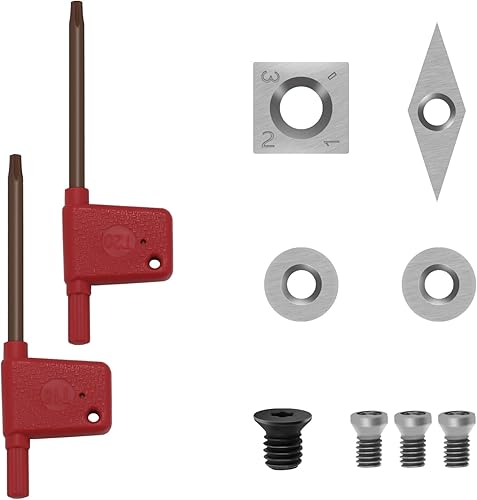 Miniatura 4 de Juego de cinceles de torno de madera con punta de carburo de 4 piezas con hoja de acero inoxidable, caja de madera