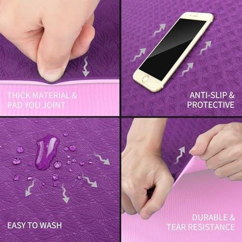 CAMBIVO Esterilla Yoga 213cm x 81cm x 6mm Antideslizante, Esterilla Fitness Grande, Esterilla Pilates Yoga Mat para Gimnasio, Deporte, Ejercicio, Gym en Casa - Imagen 4