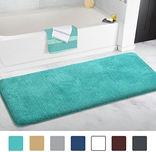 MAYSHINE Bath Mat Runner for Bathroom Rugs,Long Floor Mats,Extra Soft, Absorbent, Densely Woven Shaggy Microfiber Machine-Washable Perfect for Doormats,Tub, Shower(27.5X47 Inches Turquoise)