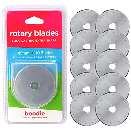 Boodle SKS-7 Lot de 10 lames pour cutter rotatif Olfa Acier 45 mm