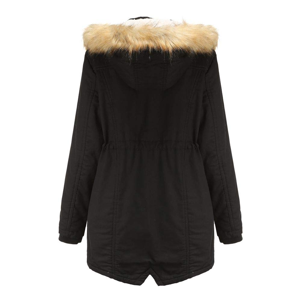 Veste d'hiver pour femme, parka d'hiver doublée en fourrure en peluche, veste en coton avec capuche et fermeture éclair pour l'hiver